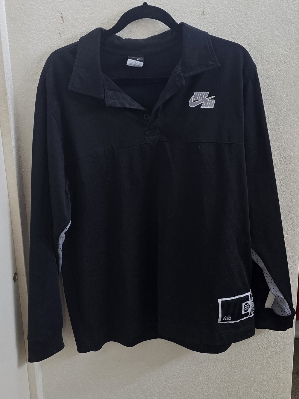 Nike Black Long-Sleeve Polo with White Accents